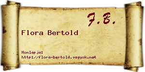 Flora Bertold névjegykártya